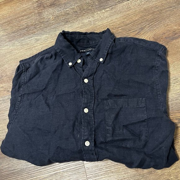 J Crew Navy Blue Oxford Shirt - ST Small linen used Mercantile Dress shirt - Picture 5 of 5